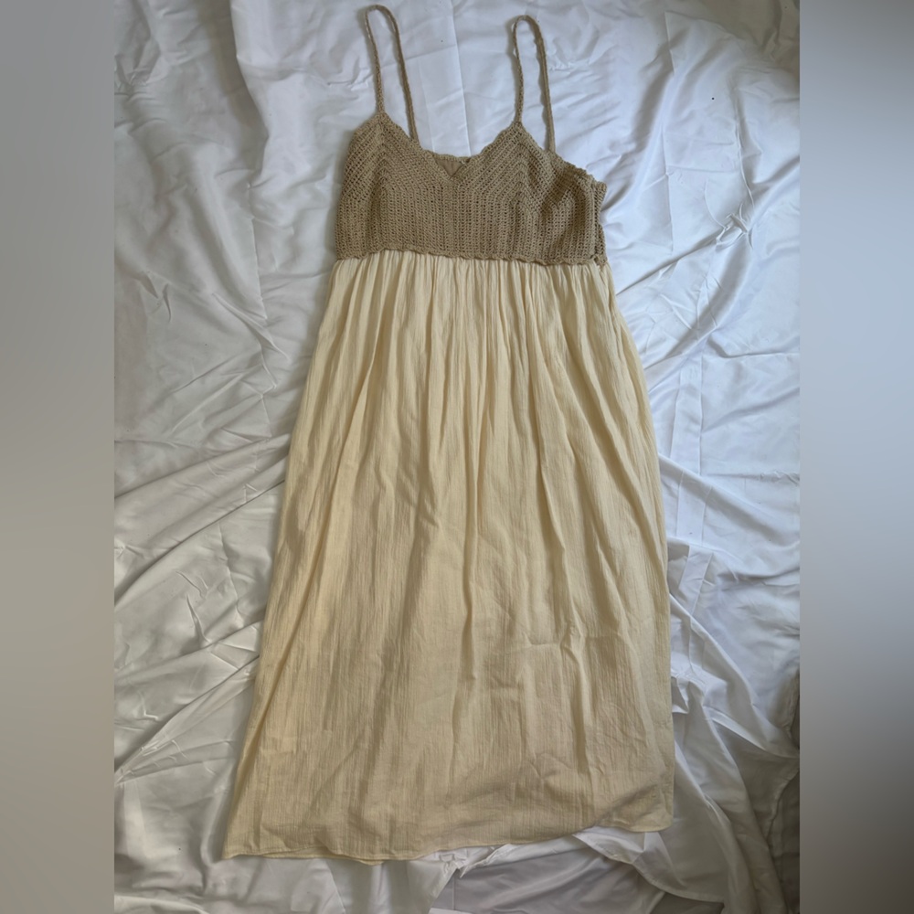 Zara Tan and Cream Midi Skirt [Cut Tag]